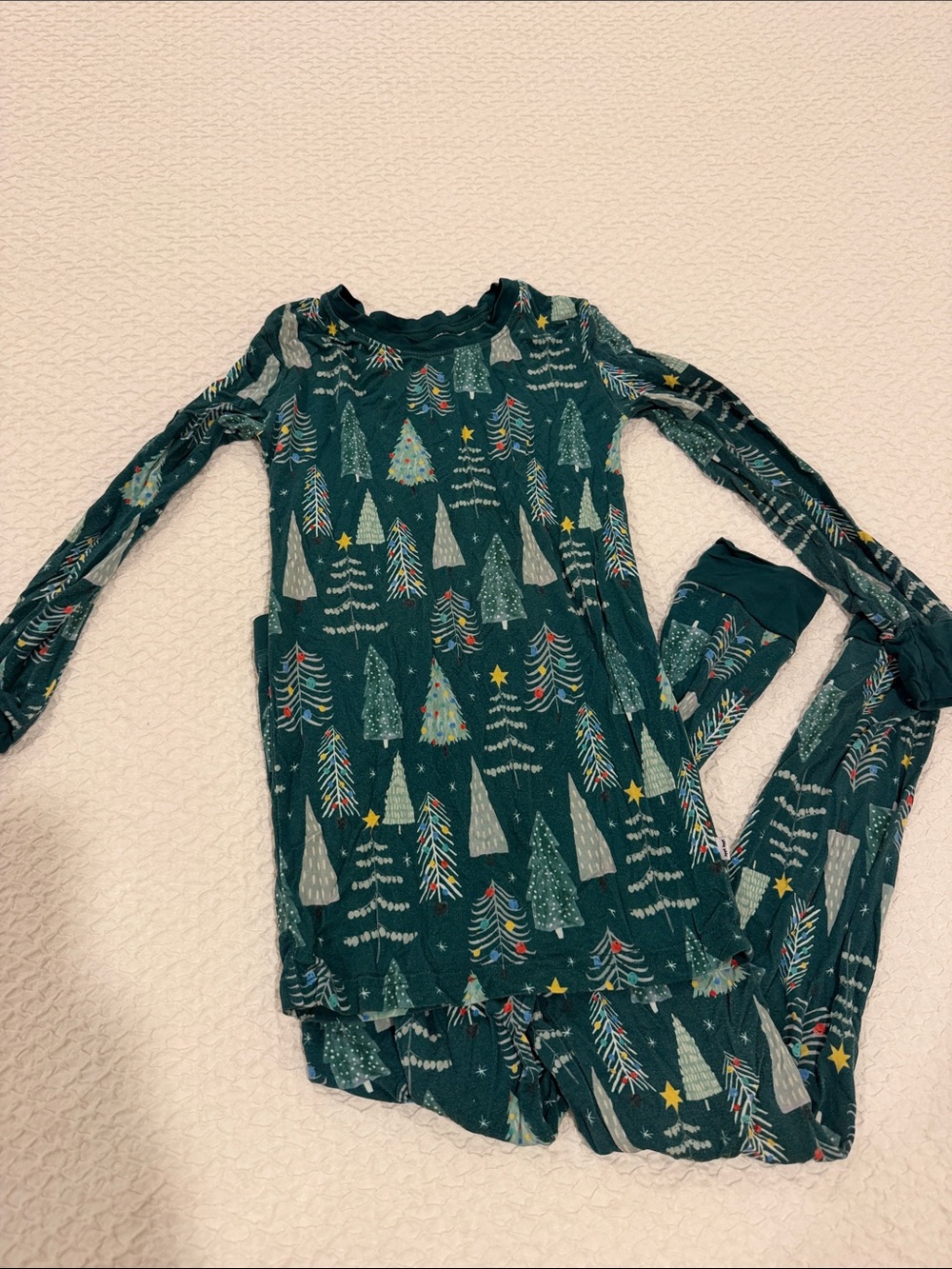 Little Sleepies Dark Green Christmas Tree Pajama Set